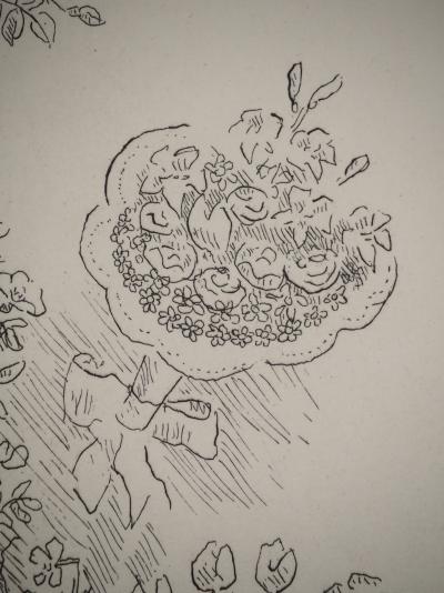 Maurice ASSELIN : Le lancer du bouquet, Gravure originale signée 2