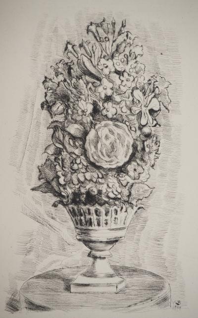 Valdo BARBEY : Composition florale, Gravure originale signée 2