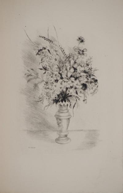 Camille BERG : Bouquet au vase, Gravure originale signée 2