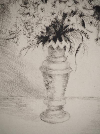 Camille BERG : Bouquet au vase, Gravure originale signée 2