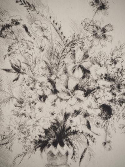 Camille BERG : Bouquet au vase, Gravure originale signée 2