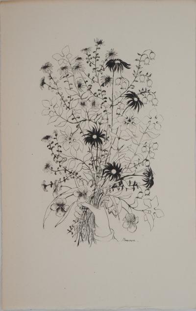 Denyse DE BRAVURA : Les fleurs du jardin, Gravure originale signée 2