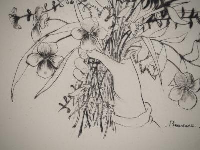 Denyse DE BRAVURA : Les fleurs du jardin, Gravure originale signée 2