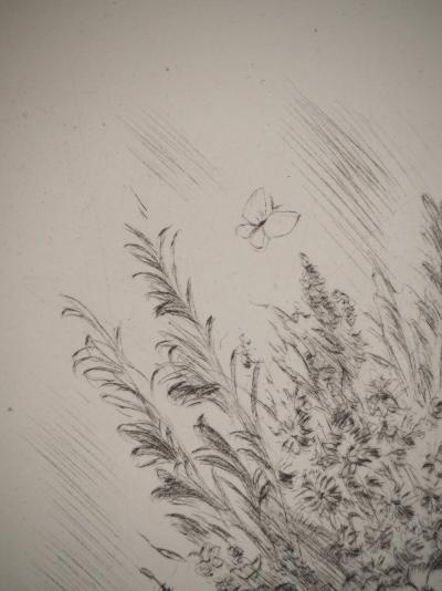Michel CIRY : Bouquet au papillon, Gravure originale 2
