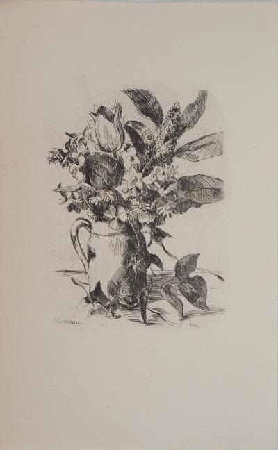 Eugène CORNEAU : Bouquet à la Glycine, Gravure originale signée 2