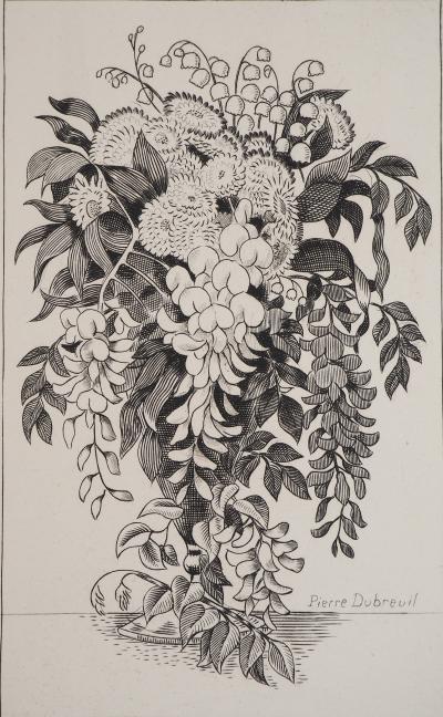 Pierre DUBREUIL : Composition printanière, Gravure originale signée 2