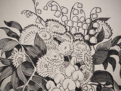 Pierre DUBREUIL : Composition printanière, Gravure originale signée 2