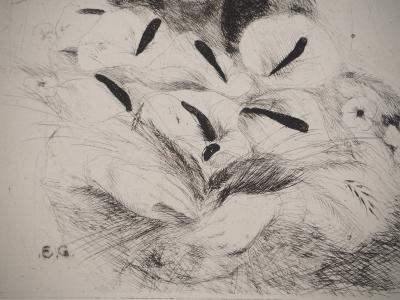 Edouard GOERG : Mariée voilée au bouquet, Gravure originale signée 2