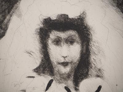 Edouard GOERG : Mariée voilée au bouquet, Gravure originale signée 2