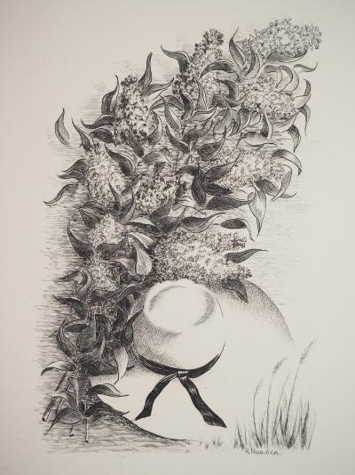 Raymond HAASEN : Chapeau et Glycine, Gravure originale signée 2