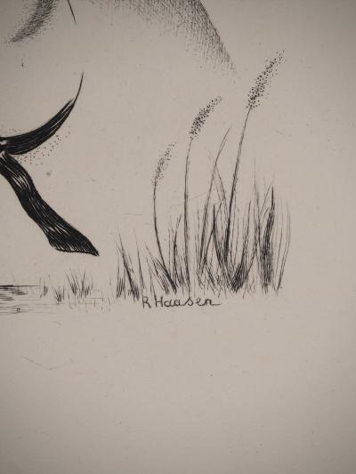 Raymond HAASEN : Chapeau et Glycine, Gravure originale signée 2