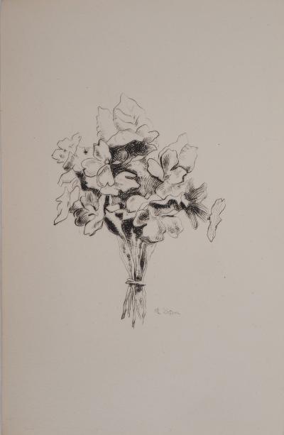 Robert LOTIRON : Le bouquet de fleurs blanches, Gravure originale signée 2