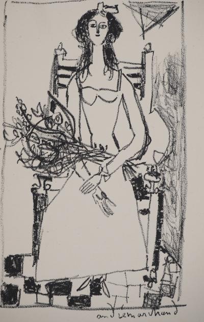 André MARCHAND : La Mariée sur un fauteuil, Lithographie originale signée 2