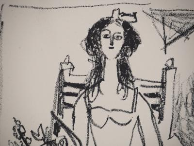 André MARCHAND : La Mariée sur un fauteuil, Lithographie originale signée 2