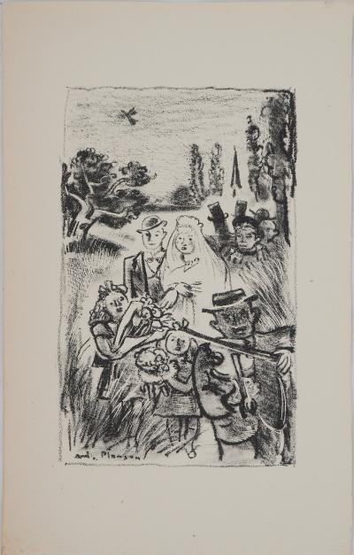 André PLANSON : Parade nuptiale, Lithographie originale signée 2