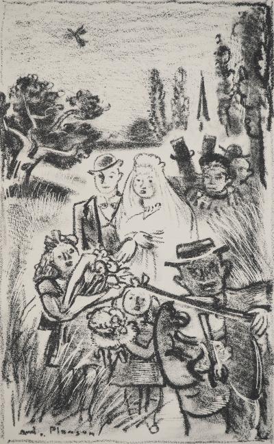 André PLANSON : Parade nuptiale, Lithographie originale signée 2