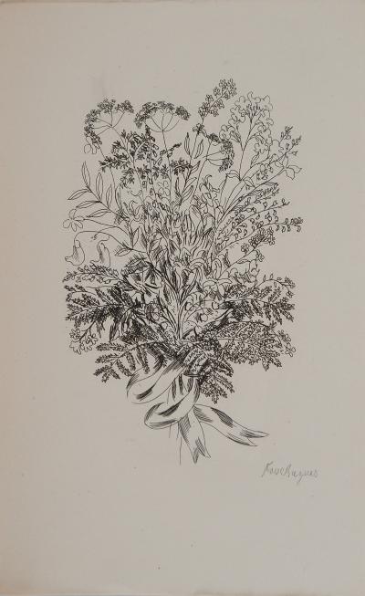 Louis TOUCHAGUES : Bouquet champêtre, Gravure originale signée 2