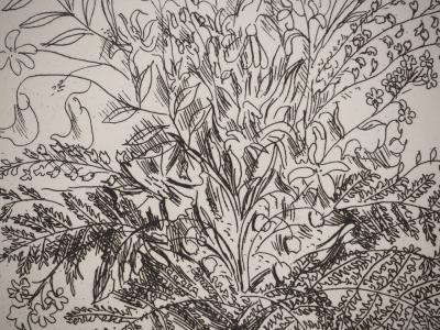 Louis TOUCHAGUES : Bouquet champêtre, Gravure originale signée 2
