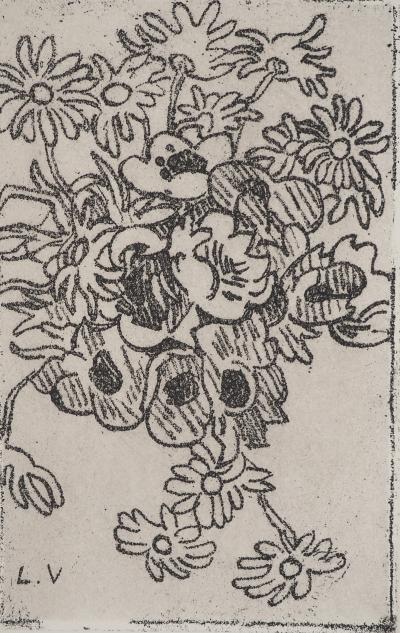 Louis VALTAT : Bouquet de marguerites, Gravure originale signée 2