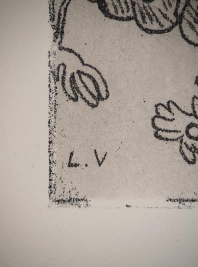 Louis VALTAT : Bouquet de marguerites, Gravure originale signée 2