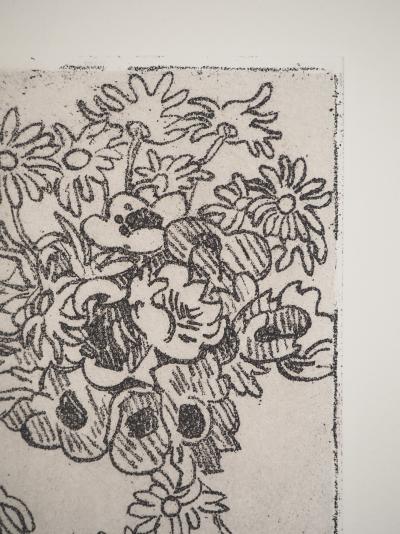 Louis VALTAT : Bouquet de marguerites, Gravure originale signée 2