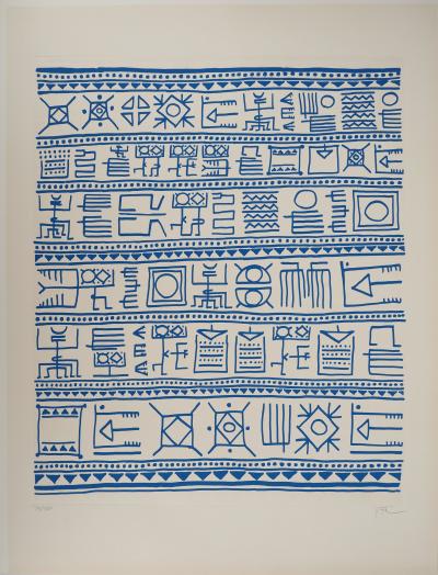 Yona FRIEDMAN : Pictogrammes de la Genèse (Bleu), Sérigraphie originale signée 2