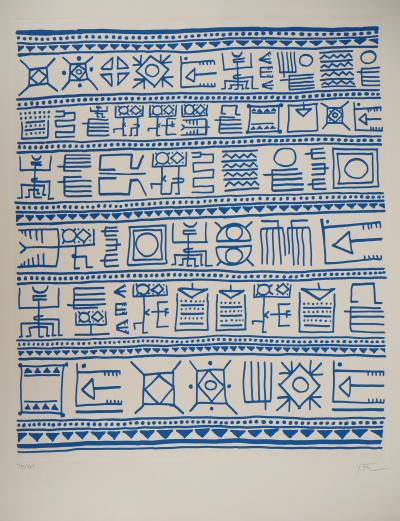 Yona FRIEDMAN : Pictogrammes de la Genèse (Bleu), Sérigraphie originale signée 2