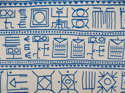 Yona FRIEDMAN : Pictogrammes de la Genèse (Bleu), Sérigraphie originale signée 2
