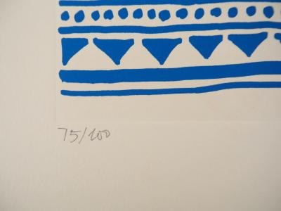 Yona FRIEDMAN : Pictogrammes de la Genèse (Bleu), Sérigraphie originale signée 2