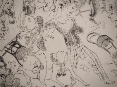 Léonard Tsuguharu FOUJITA : Le café de la Rotonde, Gravure originale signée 2