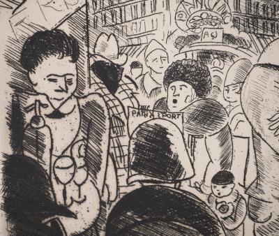 Pierre FALKE : En terrasse, Gravure originale 2