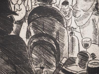 Pierre FALKE : En terrasse, Gravure originale 2