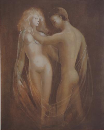 Léonor FINI: Lovers with veils, Original signed screenprint 2