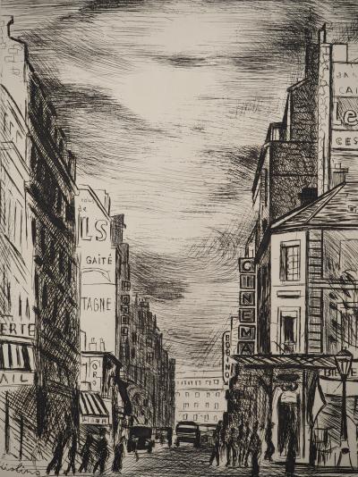 Moise KISLING : Rue de la Gaité Montparnasse, Gravure originale signée 2