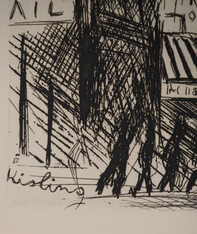 Moise KISLING : Rue de la Gaité Montparnasse, Gravure originale signée 2
