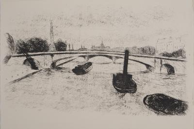 Jean PUY : Navigation sur la Seine, Gravure originale signée 2