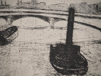 Jean PUY : Navigation sur la Seine, Gravure originale signée 2