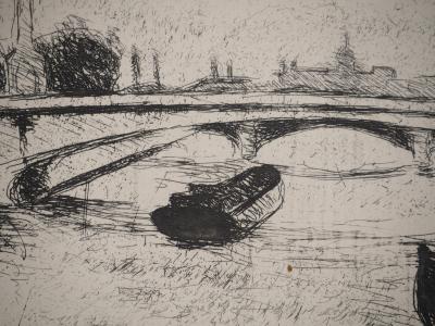 Jean PUY : Navigation sur la Seine, Gravure originale signée 2