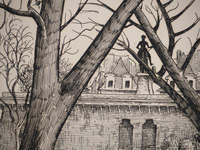 Henri VERGE SARRAT : Vue depuis l’Ile de la Cité, Gravure originale signée 2