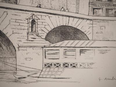 Gérard AMBROSELLI: The Pont Neuf, Original signed engraving 2