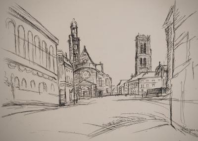 Edmond Charles KAYSER : La rue Saint Jacques, Gravure originale signée 2