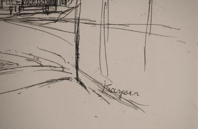 Edmond Charles KAYSER : La rue Saint Jacques, Gravure originale signée 2