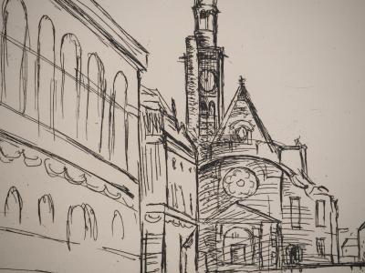 Edmond Charles KAYSER : La rue Saint Jacques, Gravure originale signée 2
