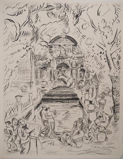 Emile OTHON FRIESZ : Fontaine Médicis au Luxembourg, Gravure originale signée 2