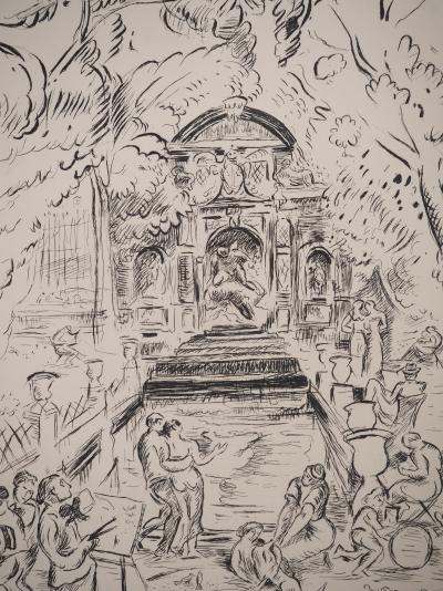Emile OTHON FRIESZ : Fontaine Médicis au Luxembourg, Gravure originale signée 2