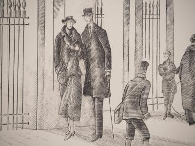 Jean-Emile LABOUREUR : Sous les arches du Palais Royal, Gravure originale Signée 2