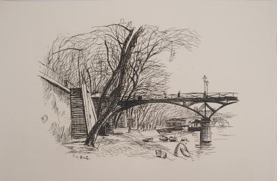 Constant LE BRETON : Le Pont des Arts, Gravure originale Signée 2