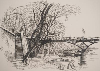 Constant LE BRETON : Le Pont des Arts, Gravure originale Signée 2