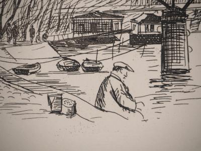 Constant LE BRETON : Le Pont des Arts, Gravure originale Signée 2