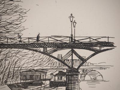 Constant LE BRETON : Le Pont des Arts, Gravure originale Signée 2